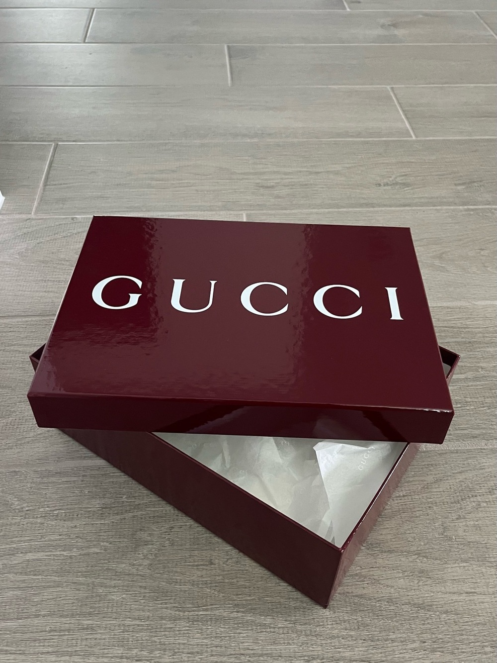 Gucci Glossy Burgundy Box with White Logo